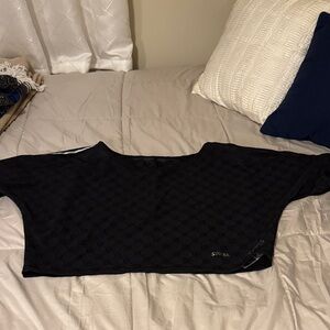 Zumba Fitness Black Crop Top with Pink Winged Heart Graphic